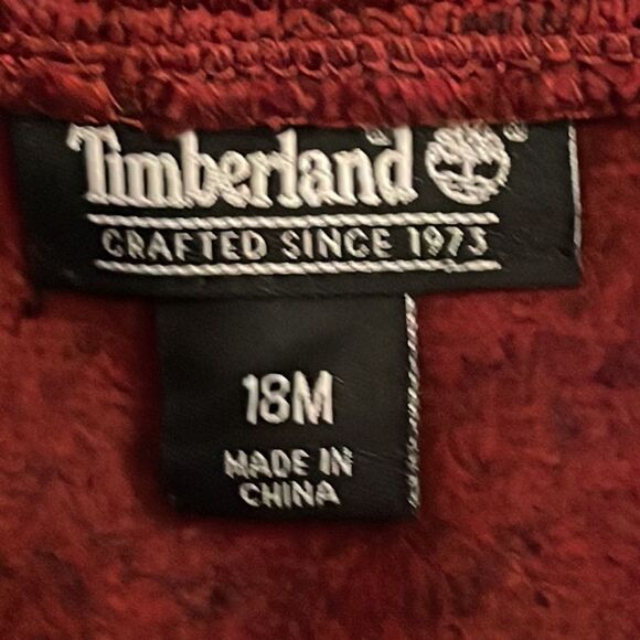 Timberland Red Black Pullover Knit 1/2 Zip Top Kids Size 18M Outdoors - Picture 2 of 10